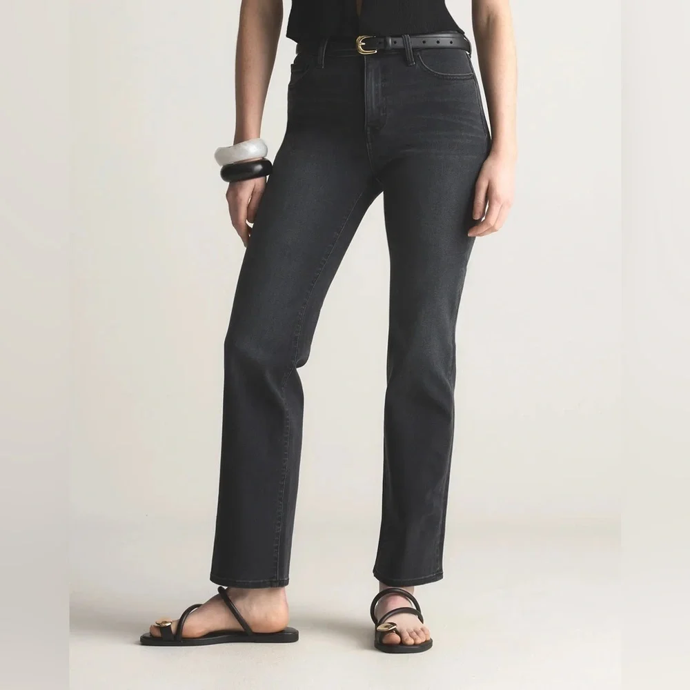 NWT Quince Bella Stretch Straight Jeans Faded Black